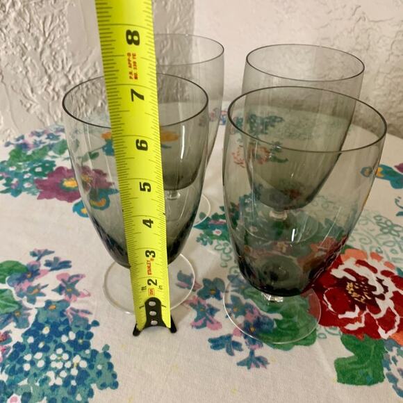 Vintage Mid Century Smokey Glass Blown Glass Ice Tea Glasses, Water Goblets Set - Picture 14 of 16